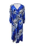 EVE Plus Size Print V Neck Maxi Dress GAWE-6406