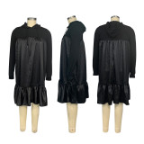 EVE Plus Size Patchwork Hooded Midi Dress BMF-PW915