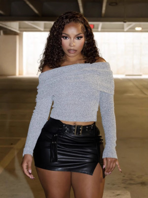 EVE Sexy PU Leather Split Mini Skirt(With Belt) QODY-6053