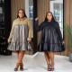 EVE Plus Size Patchwork Hooded Midi Dress BMF-PW915