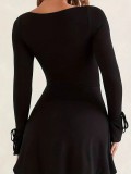 EVE Square Neck High Waist Split Mini Dress GYSQ-CDEF1810
