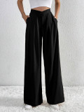 EVE Solid Color Pleated Loose Wide Leg Pants GYSQ-ZPDH0430