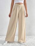 EVE Solid Color Pleated Loose Wide Leg Pants GYSQ-ZPDH0430