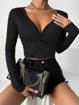 EVE Long Sleeve V Neck Slim T Shirt GYSQ-UTEF2080