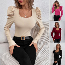 EVE Saquare Neck Long Sleeve Knits T Shirt GYSQ-WCCF2310