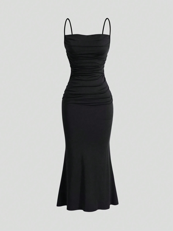 EVE Solid Color Sleeveless Sling Maxi Dress GYSQ-CDEA0320