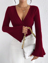 EVE Flare Sleeve V Neck T Shirt GYSQ-CCEF1870