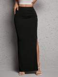 EVE Solid Color Slim High Split Long Skirt GYSQ-UREE3110