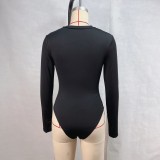 EVE Solid Color Long Sleeve Sport Bodysuit GPBY-15946