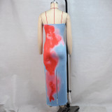 EVE Print Tube Tops Split Midi Dress GPBY-15786