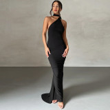 EVE Sexy Backless Pleated Slim Maxi Dress GPBY-15431