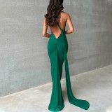 EVE Sexy Backless Pleated Slim Maxi Dress GPBY-15431