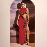 EVE Sexy Print Sleeveless Hollow Out Maxi Dress GPBY-15746
