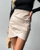 EVE Sexy PU High Waist Wrap-around Skirt GPBY-15819