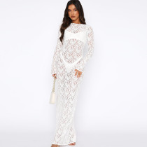 EVE Lace See Through Long Sleeve Long Dress GPBY-39111