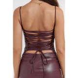 EVE Sexy PU Leather Backless Bandage Dress GPBY-14781