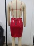 EVE Glossy PU Leather Slim Half Body Skirt GPBY-2175
