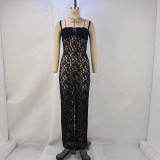 EVE One Neck See Through Lace Slign Maxi Dress GPBY-15148