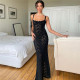 EVE One Neck See Through Lace Slign Maxi Dress GPBY-15148