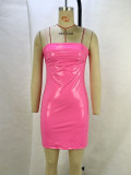 EVE Sexy Backless PU Leather Zipper Mini Dress GPBY-13511