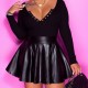 EVE Solid Color PU Leather Half Mini Skirt GPBY-16353