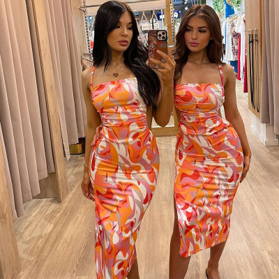EVE Printed Backless Slim Bandage Dress GPBY-13235