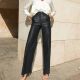 EVE Fashion Solid Color PU Leather Straight Pant GPBY-8005