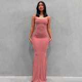 EVE Solid Color Slim Sling Maxi Dress GPBY-15435