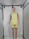 EVE Solid Color Sleeveless Sweater Two Piece Shorts Set GMJL-MS003