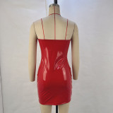 EVE PU Leather Backless Tube Top Mini Dress GPBY-14588