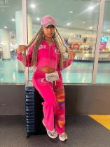 EVE Hooded Thickened Print Long Sleeve Pant Suit GMJL-XH0008