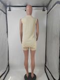 EVE Solid Color Sleeveless Sweater Two Piece Shorts Set GMJL-MS003