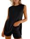 EVE Solid Color Sleeveless Sweater Two Piece Shorts Set GMJL-MS003