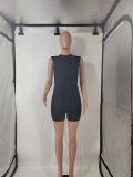 EVE Solid Color Sleeveless Sweater Two Piece Shorts Set GMJL-MS003