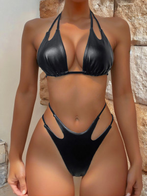 EVE Sexy Tie Up Solid Color Bikini 2 Piece Swimsuit CASF-6712