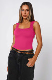 EVE Solid Color Tight U Neck Tops MZ-2840