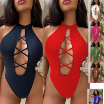 EVE Sexy Halterneck Bikinis One Piece Swimsuit CASF-6629