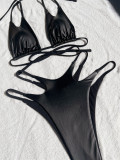 EVE Sexy Tie Up Solid Color Bikini 2 Piece Swimsuit CASF-6712