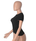 EVE Cross Pleated Yoga Short Sleeve Tops MZ-2881