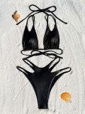 EVE Sexy Tie Up Solid Color Bikini 2 Piece Swimsuit CASF-6712