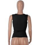 EVE Solid Color Tight U Neck Tops MZ-2840