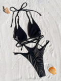 EVE Sexy Tie Up Solid Color Bikini 2 Piece Swimsuit CASF-6712