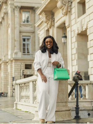 EVE Long Sleeve Solid Patchwork Coat Pants Suit MIL-097