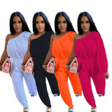 EVE Single Shoulder Solid Loose Jumpsuit QXTF-8313