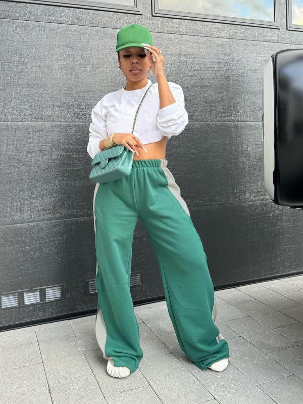 EVE Casual Loose Wide Leg Patchwork Sport Pant MIL-099