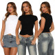 EVE Cross Pleated Yoga Short Sleeve Tops MZ-2881