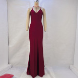 EVE Solid Color Sexy Tie Up Maxi Dress GPBY-14795