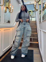 EVE Fashion Multi Pockets Straight Jeans SH-S391298