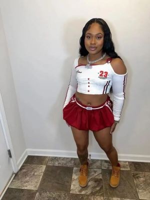 EVE Pre Order: About 7 work days shipping Print Off Shoulder Sports Tops YUEM-600604