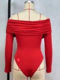 EVE Solid Color V Neck Patchwork Bodysuit GPBY-16352